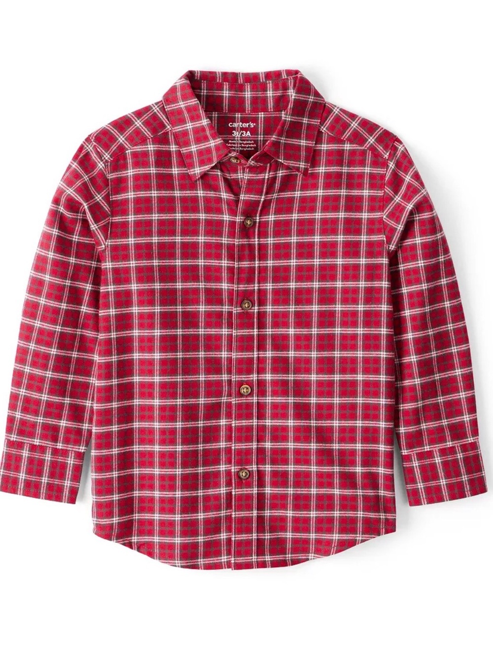 Carter's Red and White Plaid Button-Down Shirt for Kids